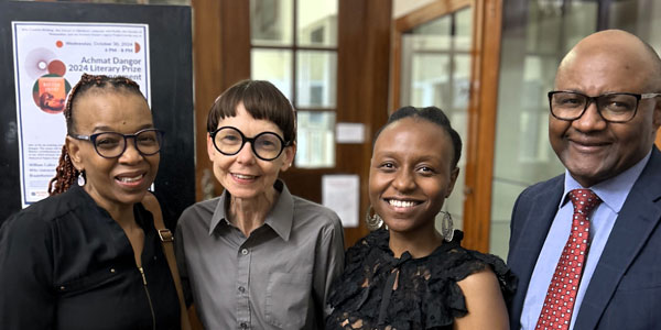Mother Tsitsi Mudiwa, Creative Writing head Stacy Hardy, winner Gabrielle Mudiwa, Dean of Humanities Mucha Musemwa_pic Sam Herbst